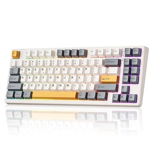 Kisnt Wireless Mechanical Keyboard,Gasket Mounted with Creamy Sound,Bluetooth/2.4GHz/USB-C,Custom Hot Swappable,RGB Backlit,75% Compact Layout for Gaming/Typing/Win/Mac/PC (Retro Beige,Linear Switch) thumbnail 2