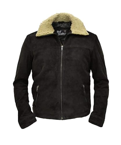 Walking Dead Season 7 Dead Rick Grime Dark Brown Real Suede Winter Leather Jacket - Image 1