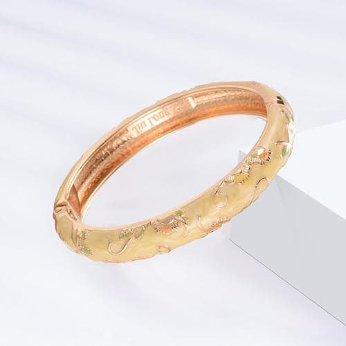 UJOY Bangles 5 Pcs Enamel Jewelry Set Rose Flower Engraved Cloisonne Bracelets Pack in a Box 5PCS thumbnail 7