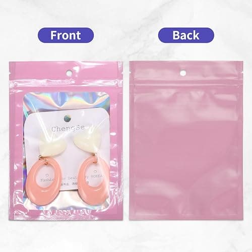 Motomy 100Pcs Pink Holographic Bags 3x4.7 Inch Resealable Mylar Packaging | Smell Proof Reusable Bag for Small Business Foil Zipper Pouches for Jewelry Candy Keychain Christmas Gift Bags Party Favors thumbnail 4