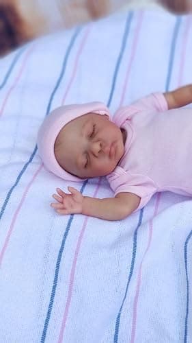 RXDOLL Mini Reborn Baby Dolls Girl Age 3+ 10 Inch Realistic Small Newborn Doll Eyes Closed Lifelike Tiny Silicone Baby That Look Real Cloth Body Vinyl Handmade Baby Doll Toys thumbnail 6