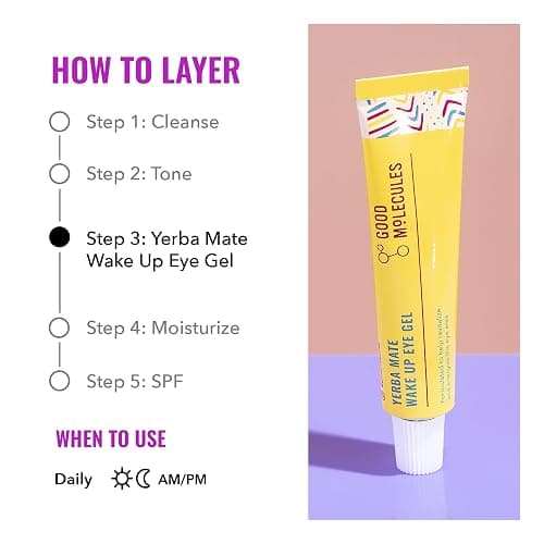 Good Molecules Yerba Mate Wake Up Eye Gel - Hydrating Under Eye Gel Cream with Hyaluronic Acid and Caffeine - Target Dark Circles and Puffiness - Skin Care for Face thumbnail 4