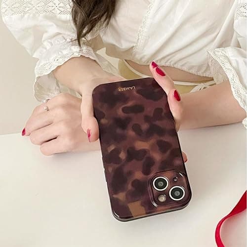 XQAGU Cute Phone Case for iPhone 16 Case Amber Leopard Full Camera Protective Slim Shockproof Aesthetic-Brown Amber thumbnail 6
