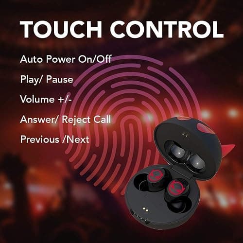 Jinpei Cute Litte Devils Wireless Earphones, Waterproof, CVC 8.0 Noise Cancelling in-Ear erbuds, TWS Stereo Headphones, Built in Mic Headset Premium Sound with Deep Bass,JE-01B_B29 thumbnail 3