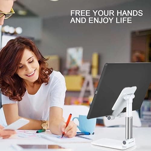 Meetuo 2 Pcs Cell Phone Stand for Desk Adjustable Desktop Phone Holder | Adjustable Angle Height, Fully Foldable&Portable, Compatible with iPhone 17/16/15/14/13/12/Smartphones thumbnail 4