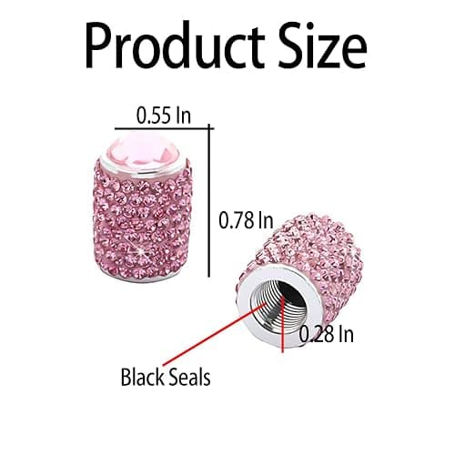 zipelo Bling Valve Stem Caps, 4 Pack Crystal Rhinestone Car Tire Valve Covers, Dustproof Stem Cap for Auto Wheel, Sparkling Tire Air Valves Cover, Universal for Most Vehicles (Pink) thumbnail 2