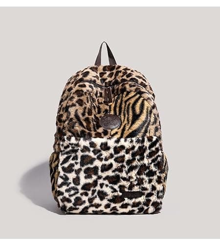 HOKMAH Fashion Backpack y2k Purse Backpack, Cute Fuzzy Daypack Grunge Alt Emo Shoulder Bag Cheetah Chic Coquette Harajuku Bag (leopard print) thumbnail 8