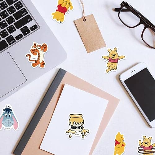 50pcs Cartoon Winnie Pooh Bear Stickers for Kids,Vinyl Waterproof Princess Decal for Water Bottle Laptop Toy Sticker for DIY Decorate Bumper Phone Hard Hat Kids Teens Gifts (Bear) thumbnail 2