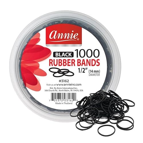 ANNIE 1000 Black Mini Rubber Bands – 1/2″ Durable Elastic Hair & Braiding Bands (Secure, Stretchy, Strong) - Image 1