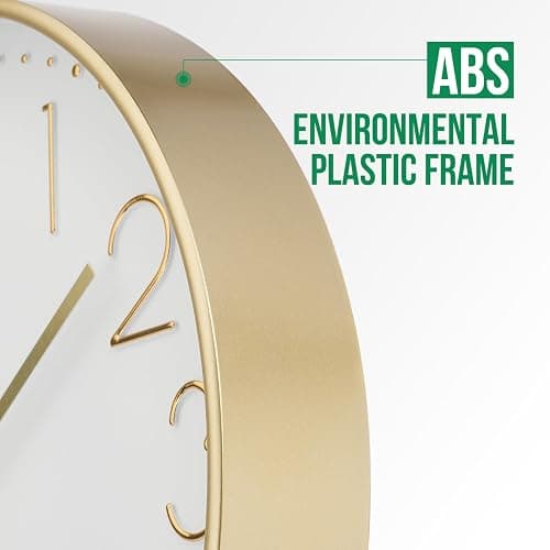 bakbrand Wall Clock 12 Inch Non-Ticking Silent Modern Simple Style Round Decor Clock Gold Stereoscopic Dial Quartz Wall Clocks for Home/Office/School/Living Room/Bedroom/Kitchen thumbnail 4