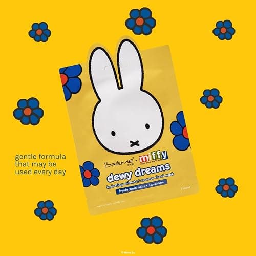 The Crème Shop x Miffy Dewy Dreams Hydrating Animated Essence Sheet Mask with Hyaluronic Acid & Squalane, Deep Moisture, K-Beauty, Cruelty-Free, Gentle Care for All Skin Types (Pack of 5) thumbnail 5