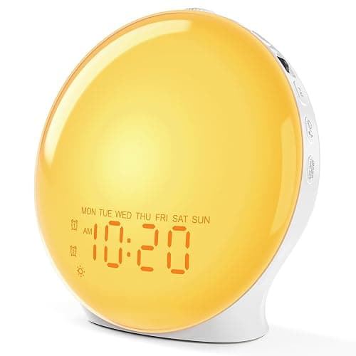 JALL Full-Screen Wake Up Light Sunrise Alarm Clocks for Bedrooms, White Noise Machine for Heavy Sleepers, 25 Natural Sounds, Dual Alarms, FM Radio, 17 Dimmable Colors, Bluetooth Speaker - Image 1