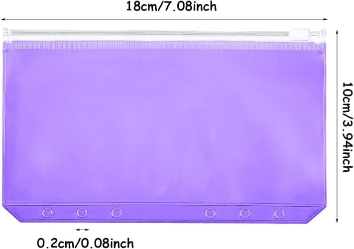 Zonon 12 Pcs A6 Binder Zipper Folders Pockets 6 Holes Budget Binder with Cash Envelopes PVC Loose Leaf Bag Waterproof Pouch Document Filing Bags(A6,Pink, Blue, Orange, Green, Yellow, Purple) thumbnail 3