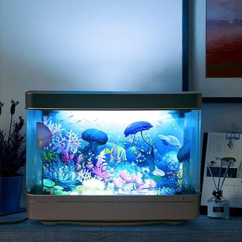 Fake Fish Tank, Aquarium Sensory/Lamp, Artificial Fish Tank with Moving Fish, Cute Decorative Virtual Ocean in Motion Night Light 1/Pcs (Fish/Lamp) thumbnail 4