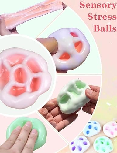 Gezan Shapeable Squishy Toys Stress Balls Stress Relief Sand Glutinous Balls Fidget Toys for Adults Anxiety Relief (Pink,Green) thumbnail 5