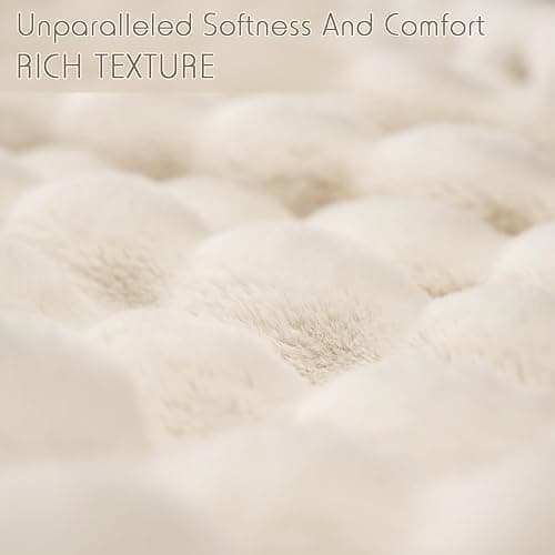 macinso Super Comfort Oversized Warm Thick Bubble Luxury Plush Rabbit Faux Fur Throw Blanket, Fluffy Blanket,Soft Cozy Blanket for Couch Chair Bed Sofa Living Room (White, 60inX80in) thumbnail 3