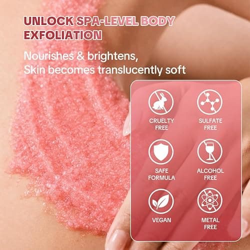 Herbicos Strawberry Body Scrub with Retinol & Vitamin C - Exfoliating & Moisturizing Sugar and Sea Salt Scrub for Smooth, Glowing Skin - Improves Dry Skin - 14.1 oz (600g) thumbnail 8