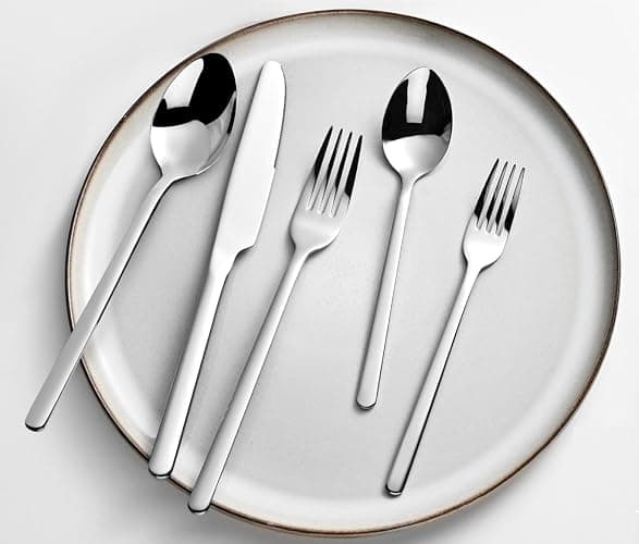 KINGSTONE 40 Piece Silverware Set, Flatware Set for 8, 18/10 Stainless Steel Cutlery Set Mirror Polished Modern Design Dishwasher Safe thumbnail 6