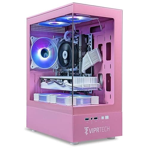 ViprTech Stryker 1.0 Gaming PC - AMD Ryzen 7 (4.1GHz Turbo), RX 580 8GB, 32GB DDR4 3200, 1TB NVMe SSD, 700W PSU, WiFi BT, Win 11 Pro, RGB, Desktop Computer Prebuilt, Pink - Image 1