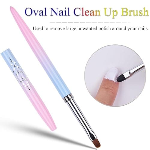 Ycyan 7pcs Nail Art Brushes, Nail Art Liner Brushes Sizes 4/8/12/20/25mm, Oval & Angled Nail Art Clean Up Brushes for Clean Polish Mistake On The Cuticles thumbnail 5