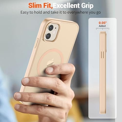 SUPFINE Magnetic for iPhone 12 Case/iPhone 12 Pro Case (Compatible with MagSafe)(Military Grade Drop Protection) Slim Translucent Matte Shockproof with Anti-Fingerprint Phone Case,Sand Pink thumbnail 7