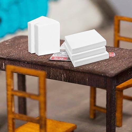 VOSAREA 50pcs Miniature White Book Dollhouse Book Models 1:12 Scale Mini Book Tiny Blank Notebook Toy Mini House Opening Books Ornament for Dollhouse Bookshelf Decoration thumbnail 7
