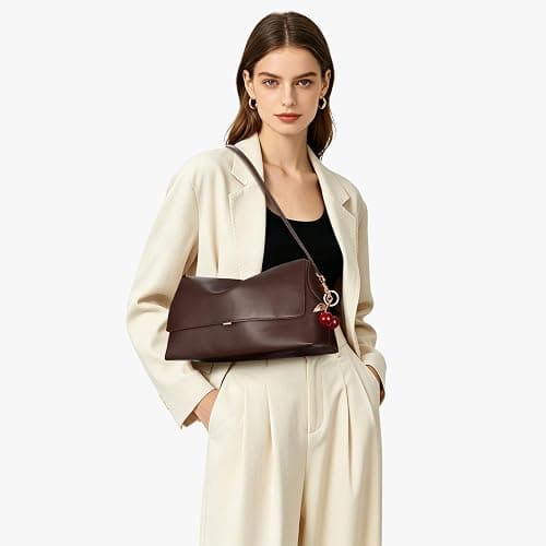 CATSEA Shoulder Bag for Women Vintage Medium Cherry Shoulder Hobo Bag Pu Leather Shoulder Bag Classic Handbag Hobo Tote thumbnail 3