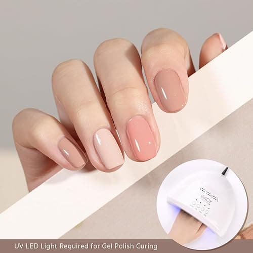 GAOY Nude Pink Gel Nail Polish Set, 6 Neutral Colors Beige Skin Tone Soak Off UV Light Cure Gel Polish Kit for Salon and Nail Art DIY at Home thumbnail 3