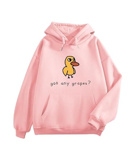KEEVICI Cute Duck Graphic Hoodies for Teen Kawaii Cartoon Hoodie Funny Sweatshirts Letter Print Pullover With Pocket - Image 1