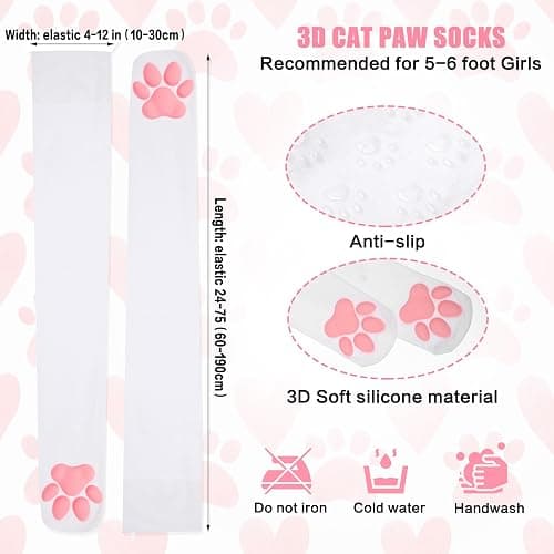 Lusofie Cat Paw Socks for Women Cute Thigh High Socks Kawaii Soft 3D Cat Sock Toe Beans Knee High Sock for Cosplay Halloween Party thumbnail 4
