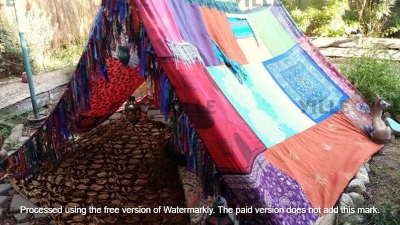 YILLE Boho Tent - Saree Tent - Bed Canopy | Bohemian Wedding Backdrop | Gypsy Hippie Decor - Floor Seating Area | Meditation Room - Glamping, X-Large thumbnail 5