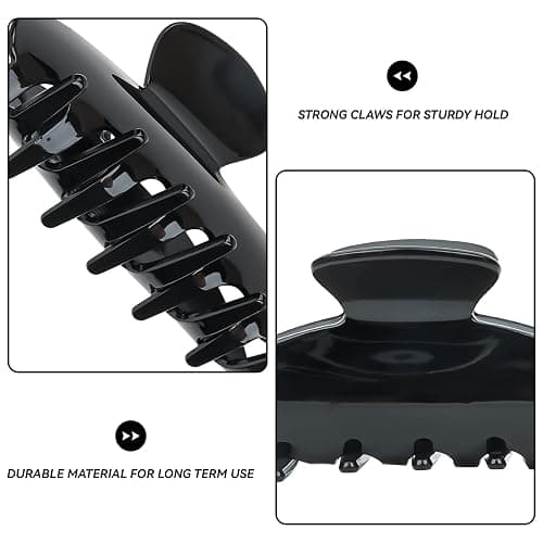 ACO-UINT 2 Pack Hair Claw Clips for Women Acrylic Claw Clips for Thick Hair Non-slip Clip for Hair Large Claws Hair Accessories for Women Girls（Black&White） thumbnail 3