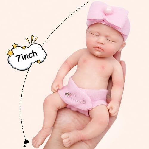 Mire & Mire 7" Miniature Reborn Baby Dolls - Silicone Full Body Baby Soft Skin Mini Realistic Newborn Doll with Feeding Accessories thumbnail 5