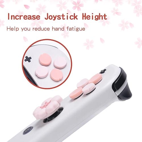 GeekShare Silicone Cross D-Pad Button Caps Set Cute Joystick Cover - ABXY Key Buttons Sticker Compatible with Switch/OLED Joy Con - Sakura thumbnail 3