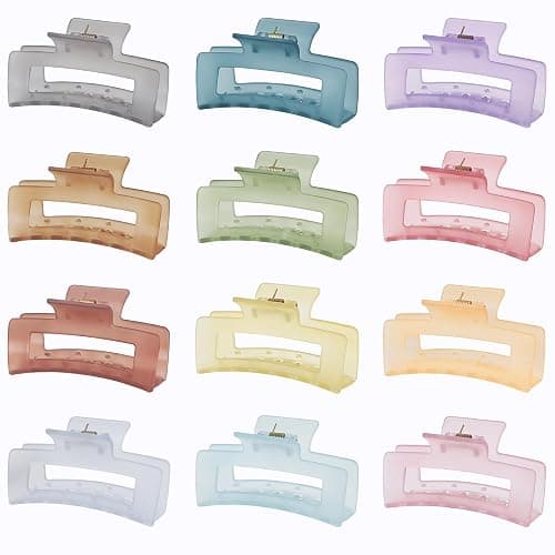 Sisiaipu 3.5 Inch Square and Rectangular Hair Clips - 12 Pcs Claw Clips for Thick and Thin Hair, Rectangle Jaw Clips in Bulk, Hair Accessories for Women and Girls - Ice Cream thumbnail 5