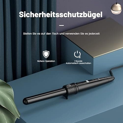 Lockenstab 5 in 1 LCD Keramikbeschichtung Multifunktions Austauschbare Welleneisen mit Handschuhe Lockenwickler Kit ET-W301 - Black thumbnail 7