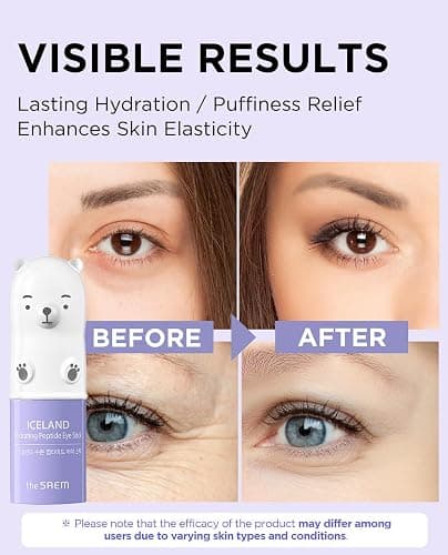 THESAEM Iceland Hydrating Peptide Eye Stick 0.24oz - Elasticity, Cooling, Moisturizing Eye Balm for Loose Skin – Under Eye Treatment - Balm to Smooth Skin Texture - Daisy Flower Scent thumbnail 4