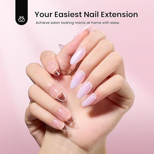 Beetles Gel Nail Kit Medium Almond with Nail Dehydrator and Primer, 576Pcs Half Matte Etch-X Gel Nail Tips Solid Nail Glue Mini Nail Lamp Acrylic Nail Tips Easy DIY Nail Extension Set Gift for Women thumbnail 2