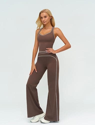 ABOCIW Two Piece Workout Sets for Women Racerback Tank Top Matching High Waist Wide Leg Yoga Pants Pilates Outfits thumbnail 3
