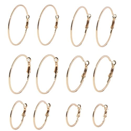 6 Pair Hoop Earring Set 14K Gold Plated Earrings,Stainless Hoop Earring Women Jewelry Gold/Silver Jewelry Gift thumbnail 4