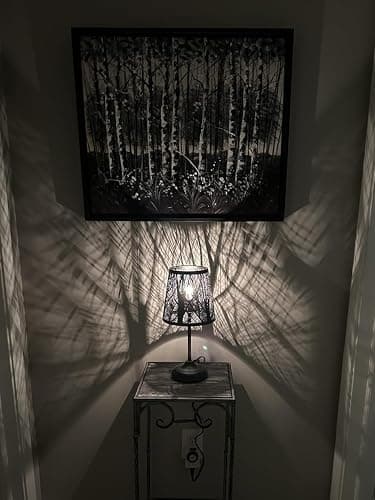 3 Level Dimmable Touch Table Lamp, Black Metal Tree Pattern Shadow Lamp, Small Bedside Night Light for Kids, Vintage Accent Decor Lamp Halloween Indoor Mood Lighting Bedroom Living Room Small Spaces thumbnail 7