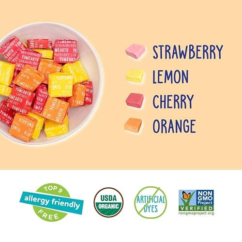 YumEarth Organic Chewys Fruit Flavored Candy Chews - Allergy Friendly, Gluten Free, Non-GMO, Vegan, No Artificial Dyes - Assorted Flavors, 7.5 oz. thumbnail 4