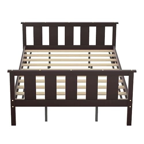 Queen Size Espresso Wood Platform Bed Frame with Headboard and Footboard - Sturdy and Stylish Bedroom Furniture for Enhanced Comfort and Modern Aesthetics thumbnail 6