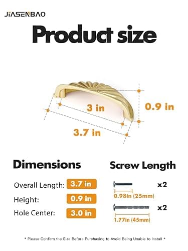 JIASENBAO Brushed Gold Cabinet Cup Pulls 3" Hole Center 10 Pack Brass Drawer Pulls Kitchen Hardware Cabinet Handles Dresser Handles Knobs thumbnail 3