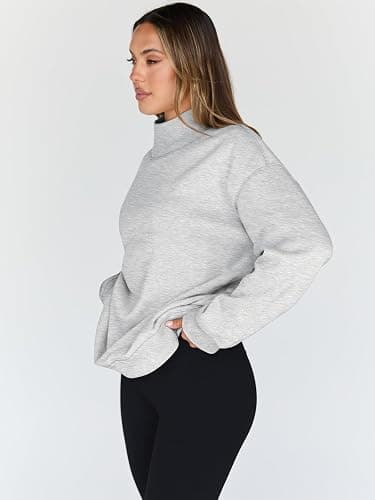 Trendy Queen Womens Oversized Sweatshirts Turtleneck Pullover Long Sleeve Hoodies Tops Fall Fashion Outfits 2025 Clothes thumbnail 3