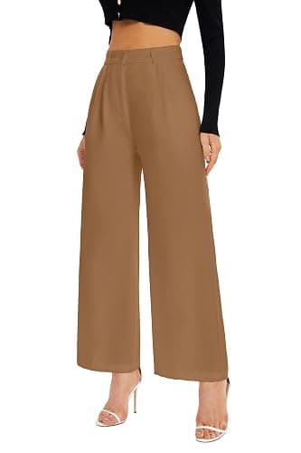 FUNYYZO Wide Leg Pants High Elastic Waisted Long Straight Suit Pants thumbnail 5