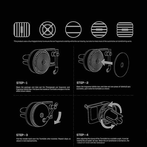 JVHGUBAY Car Vent Clip Aromatherapy Fragrance Diffuser, Car Retro air freshener Clip Car Record Player Design Turntable Perfume Vent Outlet thumbnail 7