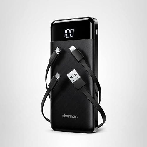 charmast Portable Charger with Built in Cables, Power Bank with Cords Wires, Slim 10000mAh Travel Battery Pack 6 Outputs 3 Inputs 3A Fast Charging for Samsung Google Pixel LG Moto iPhone iPad thumbnail 8