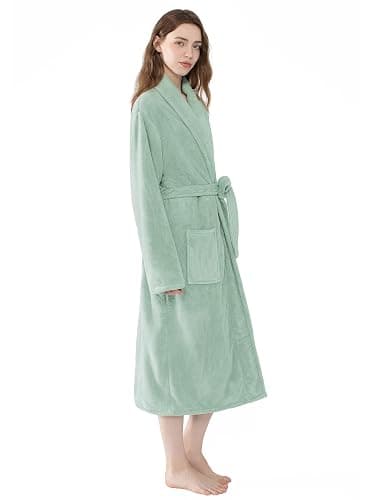 Soft Robe For Women，Warm Plush Bath Robes Female，Spa Towel After Shower Lightweight Long Bathrobe thumbnail 3