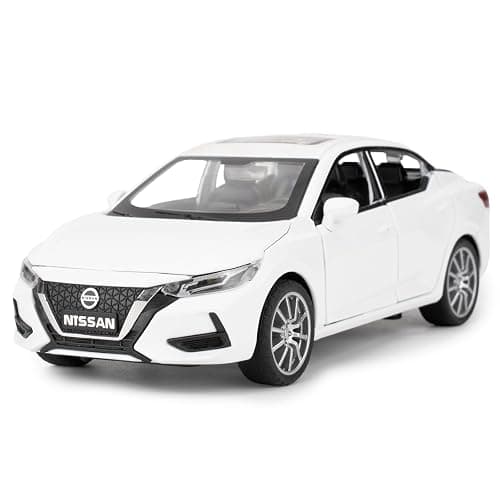 Guarsiliymi 1:32 Scale Car Model Compatible for Collectible Nissan Diecast Toy Vehicle, Zinc Alloy Pull Back Toy Car with Sound and Light for Adult Boys Girls (White) - Image 1